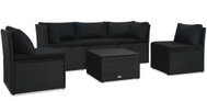 4-piece garden sofa with cushions polyratt black 47811 47811 - Garden Furniture