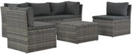 4-piece garden sofa with cushions polyrattan gray 44723 44723 - Garden Furniture
