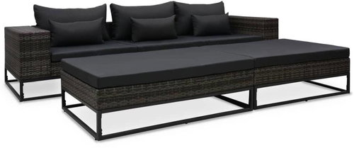 5-piece garden sofa with cushions polyrattan gray 49531 49531 - Garden Furniture - Main image