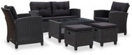 6-piece garden sofa with cushions polyratan black 46151 46151 - Garden Furniture