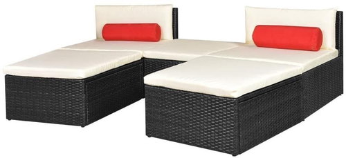 5-piece garden sofa with cushions polyratt black 42852 42852 - Garden Furniture - Main image