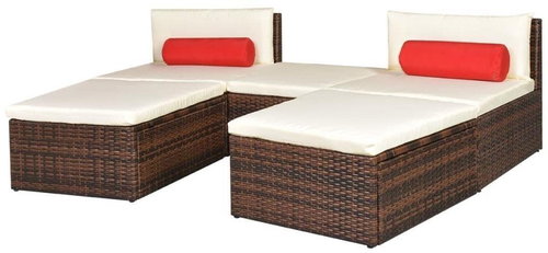 5-piece garden sofa with cushions polyratt brown 42851 42851 - Garden Furniture - Main image