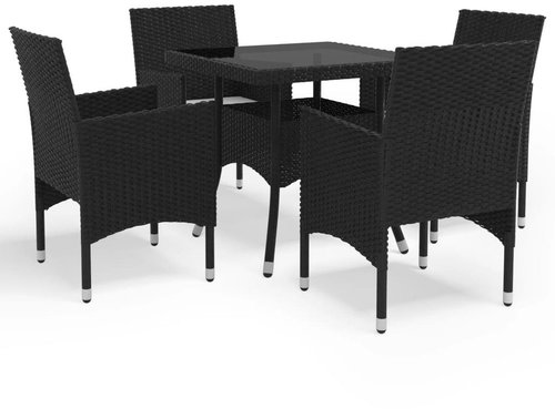 5dílný zahradní jídelní set černý polyratan a sklo 3058318 - Zahradní nábytek - Main image
