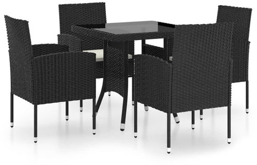 5dílný zahradní jídelní set polyratan černý 3059413 - Zahradní nábytek - Main image