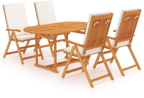 5dílný zahradní jídelní set s poduškami masivní teakové dřevo 3059531 - Zahradní nábytek - Main image