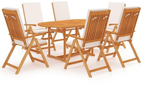 7dílný zahradní jídelní set s poduškami masivní teakové dřevo 3059532 - Zahradní nábytek - Main image