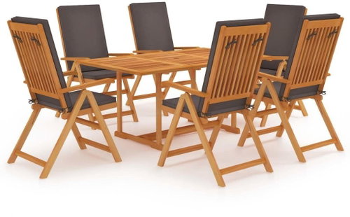 7dílný zahradní jídelní set s šedými poduškami masivní teak 3059542 - Zahradní nábytek - Main image