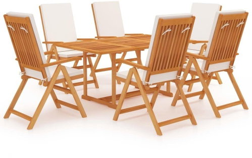 7dílný zahradní jídelní set s poduškami masivní teakové dřevo 3059544 - Zahradní nábytek - Main image