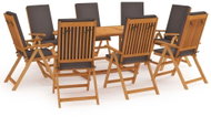 9dílný zahradní jídelní set s poduškami masivní teak šedý 3059556 - Zahradní nábytek