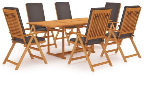 7dílný zahradní jídelní set s poduškami masivní teak šedý 3059567 - Zahradní nábytek - Main image