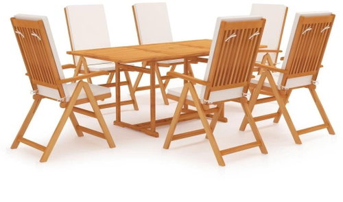 7dílný zahradní jídelní set s poduškami masivní teakové dřevo 3059569 - Zahradní nábytek - Main image