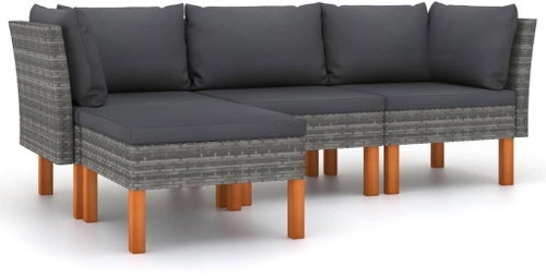 SHUMEE Set zahradního nábytku 4dílný vč. podušek, šedý 3059727 - Zahradní nábytek - Main image