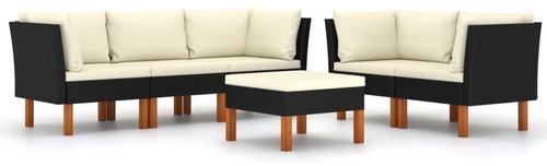 SHUMEE Set zahradního nábytku 6dílný vč. podušek, černý 3059738 - Zahradní nábytek - Main image
