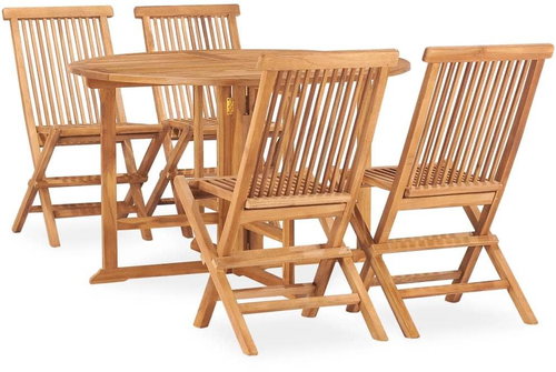 5dílný skládací zahradní jídelní set masivní teakové dřevo   3059983 - Zahradní nábytek - Main image