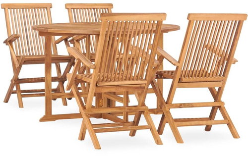 5dílný skládací zahradní jídelní set masivní teakové dřevo 3059985 - Zahradní nábytek - Main image