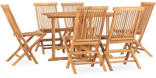 7dílný skládací zahradní jídelní set masivní teakové dřevo   3059988 - Zahradní nábytek - Main image