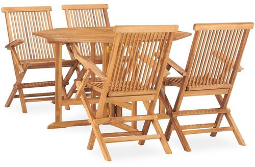 5dílný skládací zahradní jídelní set masivní teakové dřevo 3059989 - Zahradní nábytek - Main image