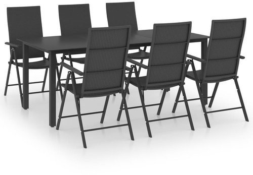 7dílný zahradní jídelní set černý 3060050 - Zahradní nábytek - Main image