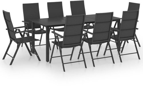 9dílný zahradní jídelní set černý 3060051 - Zahradní nábytek - Main image