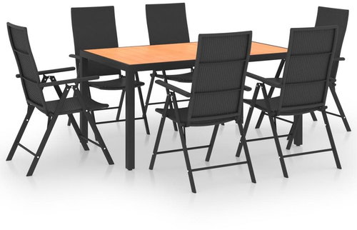 7dílný zahradní jídelní set černý a hnědý 3060055 - Zahradní nábytek - Main image