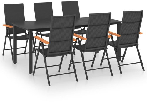 7dílný zahradní jídelní set černý a hnědý 3060074 - Zahradní nábytek - Main image