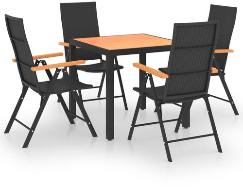5dílný zahradní jídelní set černý a hnědý 3060077 - Zahradní nábytek - Main image