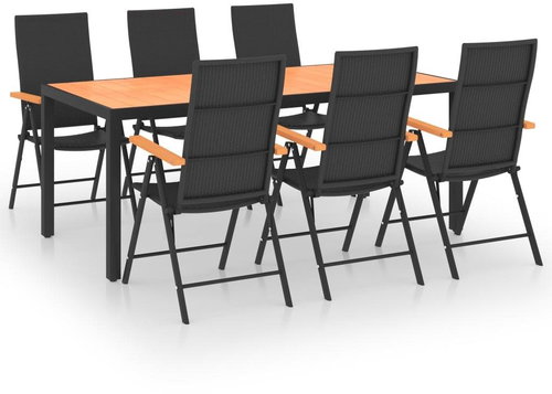 7dílný zahradní jídelní set černý a hnědý 3060080 - Zahradní nábytek - Main image