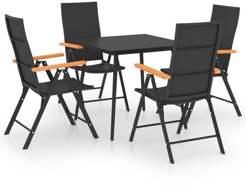 5dílný zahradní jídelní set černý a hnědý 3060089 - Zahradní nábytek - Main image
