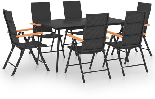 7dílný zahradní jídelní set černý a hnědý 3060091 - Zahradní nábytek - Main image