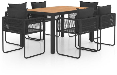 7dílná zahradní jídelní souprava PVC ratan černá a hnědá 3060109 - Zahradní nábytek - Main image