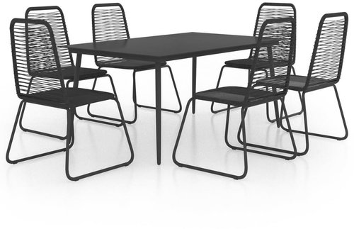 7dílný zahradní jídelní set PVC ratan černý 3060115 - Zahradní nábytek - Main image