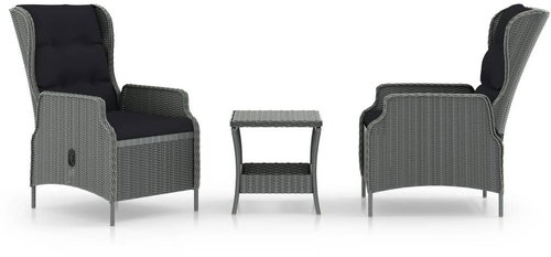 3dílná zahradní sedací souprava + podušky polyratan světle šedá 3060149 - Zahradní nábytek - Main image