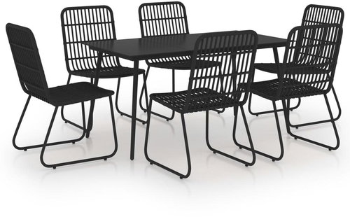 7dílný zahradní jídelní set polyratan a sklo 3060246 - Zahradní nábytek - Main image