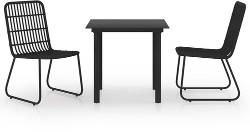 3dílný zahradní jídelní set polyratan a sklo  3060249 - Zahradní nábytek - Main image