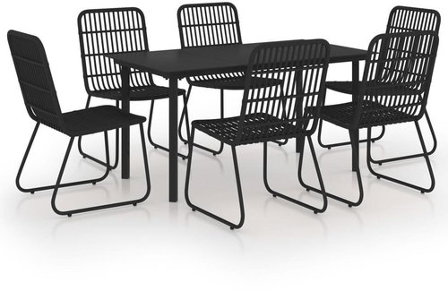 7dílný zahradní jídelní set polyratan a sklo  3060252 - Zahradní nábytek - Main image