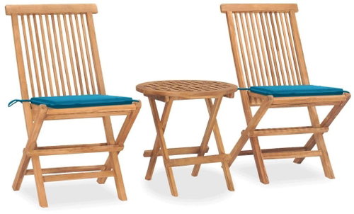 3dílný skládací zahradní jídelní set s poduškou masivní teak 3063175 - Zahradní nábytek - Main image