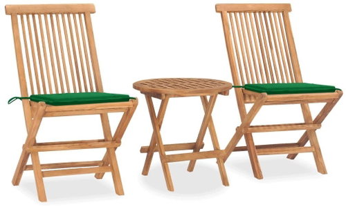 3dílný skládací zahradní jídelní set s poduškou masivní teak 3063176 - Zahradní nábytek - Main image