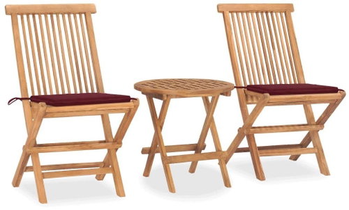 3dílný skládací zahradní jídelní set s poduškou masivní teak 3063180 - Zahradní nábytek - Main image