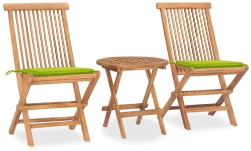 3dílný skládací zahradní jídelní set s poduškou masivní teak 3063182 - Zahradní nábytek - Main image