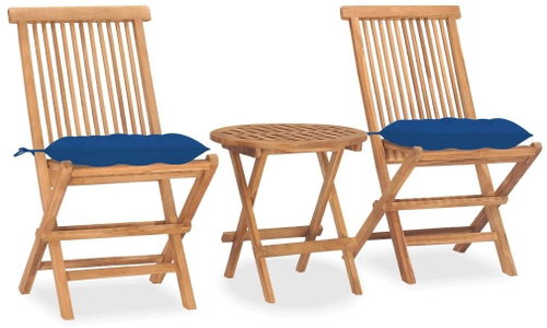 3dílný skládací zahradní jídelní set s poduškou masivní teak 3063196 - Zahradní nábytek - Main image