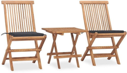 3dílný skládací zahradní jídelní set s poduškou masivní teak 3063198 - Zahradní nábytek - Main image