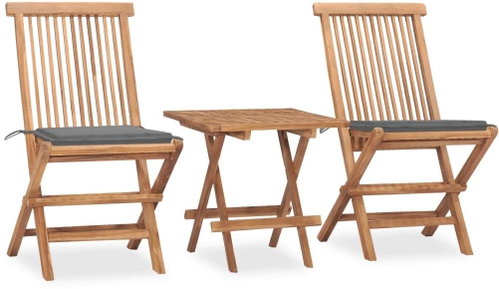 3dílný skládací zahradní jídelní set s poduškou masivní teak 3063199 - Zahradní nábytek - Main image
