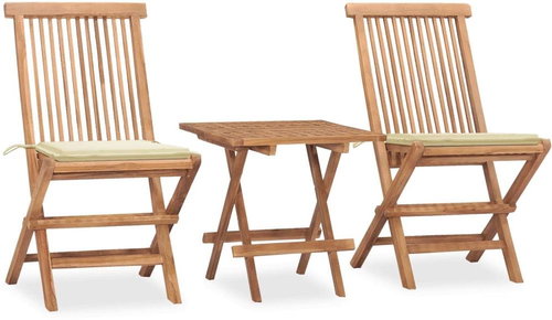 3dílný skládací zahradní jídelní set s poduškou masivní teak 3063200 - Zahradní nábytek - Main image