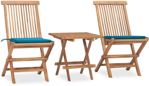 3dílný skládací zahradní jídelní set s poduškou masivní teak 3063202 - Zahradní nábytek - Main image
