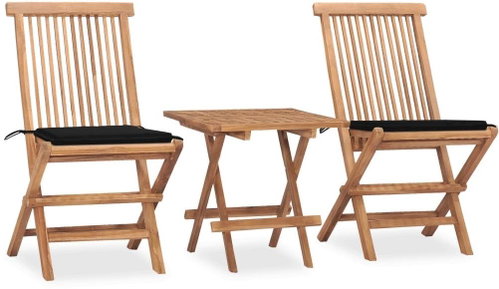 3dílný skládací zahradní jídelní set s poduškou masivní teak 3063205 - Zahradní nábytek - Main image