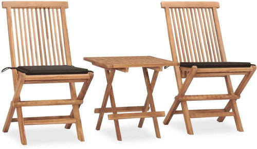 3dílný skládací zahradní jídelní set s poduškou masivní teak 3063206 - Zahradní nábytek - Main image