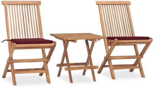 3dílný skládací zahradní jídelní set s poduškou masivní teak 3063207 - Zahradní nábytek - Main image
