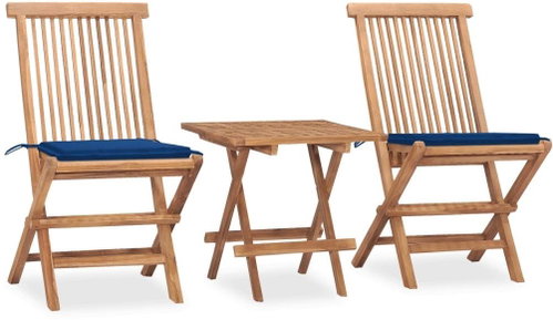 3dílný skládací zahradní jídelní set s poduškou masivní teak 3063208 - Zahradní nábytek - Main image