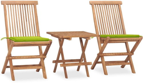 3dílný skládací zahradní jídelní set s poduškou masivní teak 3063209 - Zahradní nábytek - Main image