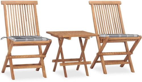3dílný skládací zahradní jídelní set s poduškou masivní teak 3063212 - Zahradní nábytek - Main image